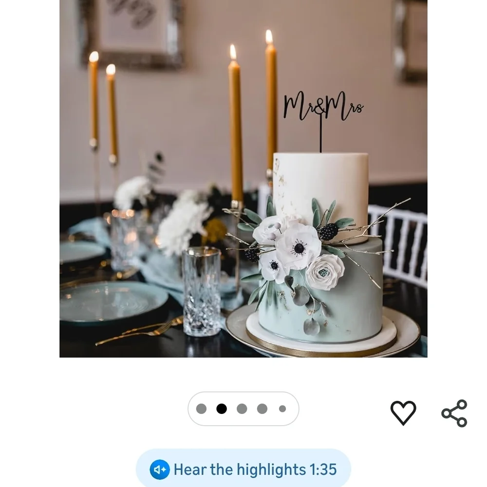Elegant Mr & Mrs Cake Topper - Black